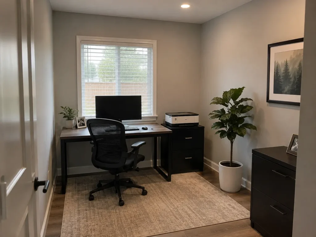 A remodeled office inside a Portland home.